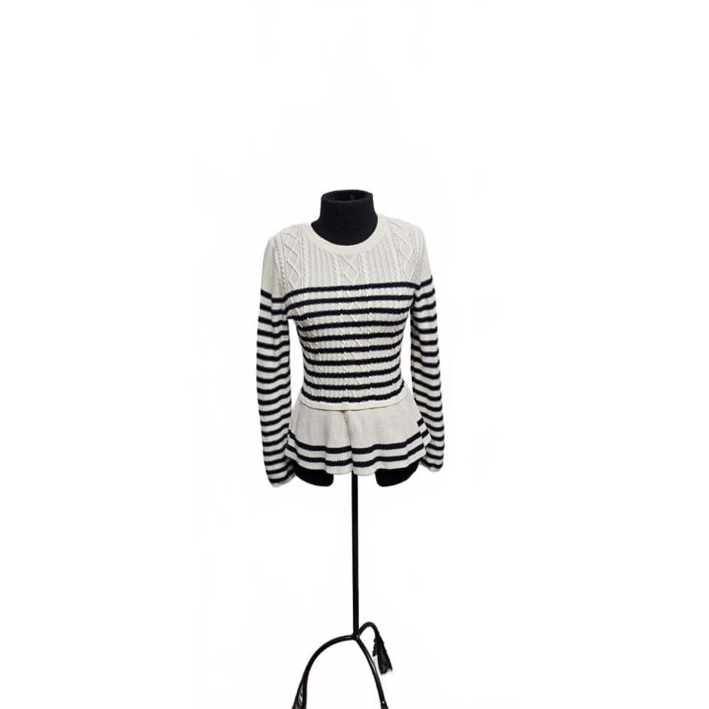 Talbots Cozy Striped Peplum Sweater - Perfect for Chilly Days!